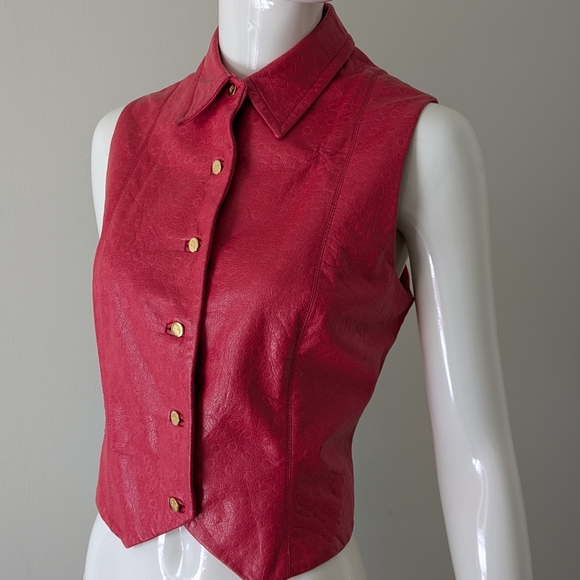 Burberrys Pink Ostrich Leather Vest Vintage 90s Y2K Size 8 - Picture 3 of 9